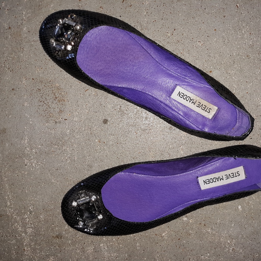 Steve Madden Ballet Flat Black Rhinestone